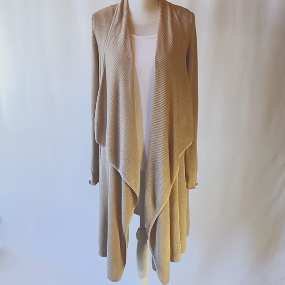 White House Black Market Sweaters - White House Black Market Open Draped Assymetrical Long  Cardigan Tan Size S